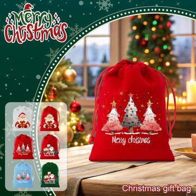Christmas Velvet Bag, Claus Bag, Children's Gift Bag, Large Christmas Decoration, Drawstring Bag