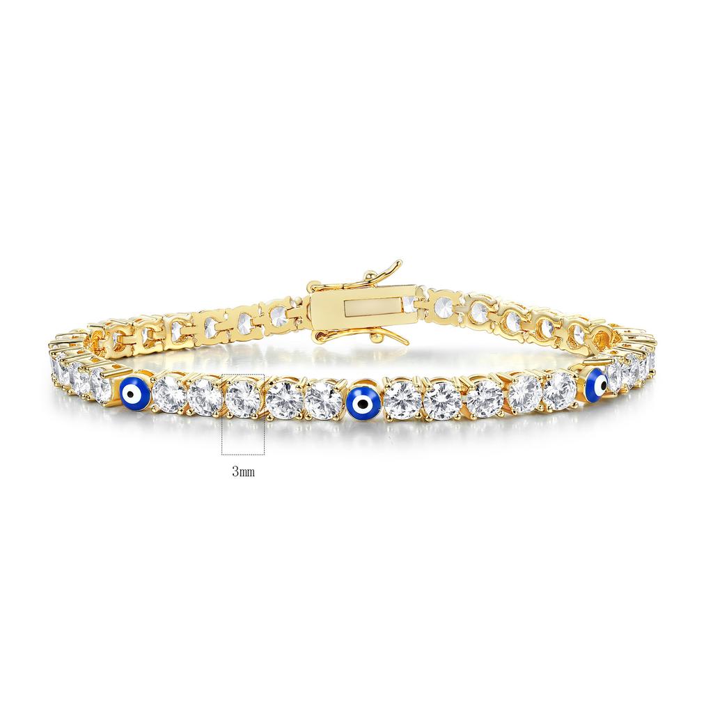 A Explosive 3mm4mm Zircon Epoxy Tennis Bracelet Devil's Eye Eye Jewelry