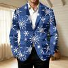 Men's Corduroy with Christmas Print Business Casual Suit Jacket for Holiday Party