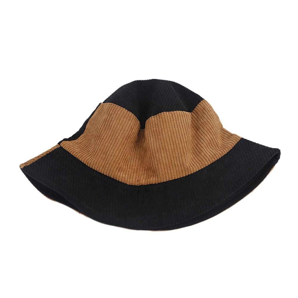 Corduroy Fisherman Cap Warm Sun Cap Outdoor Panama Hat  for Men Women