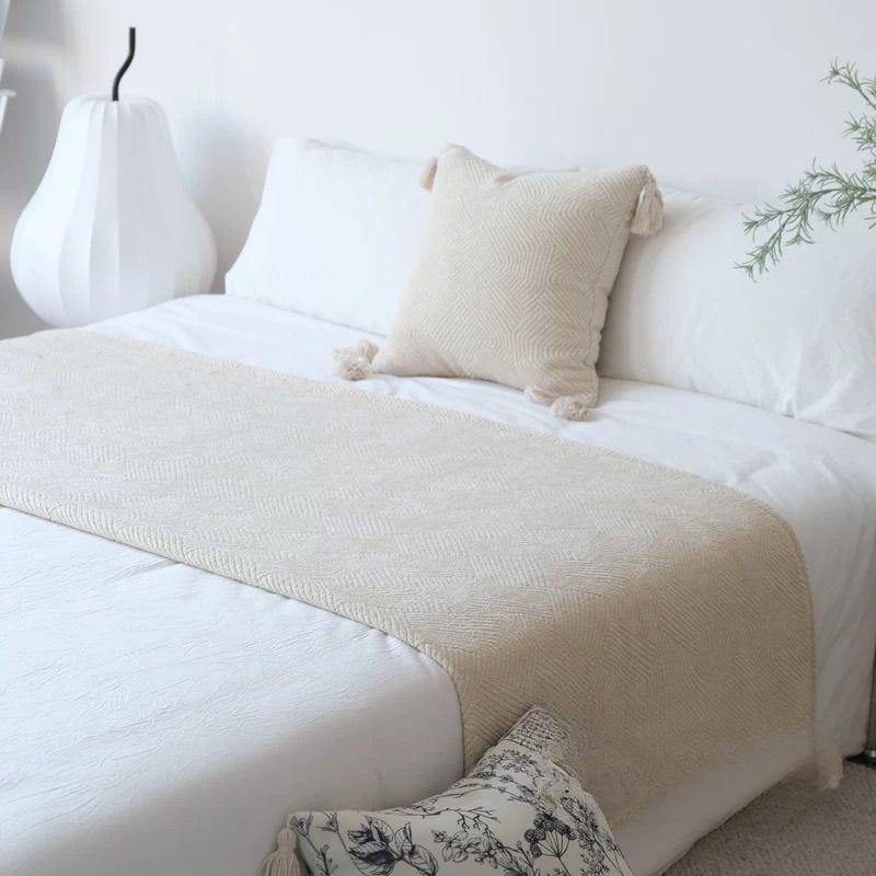 Middle Ancient Style Bed Tail Blankets Brown Homestay Bed Flag Home Bedding Decoration with Thickened Dust-proof Cloth Soft Sofa Throw nap blanket