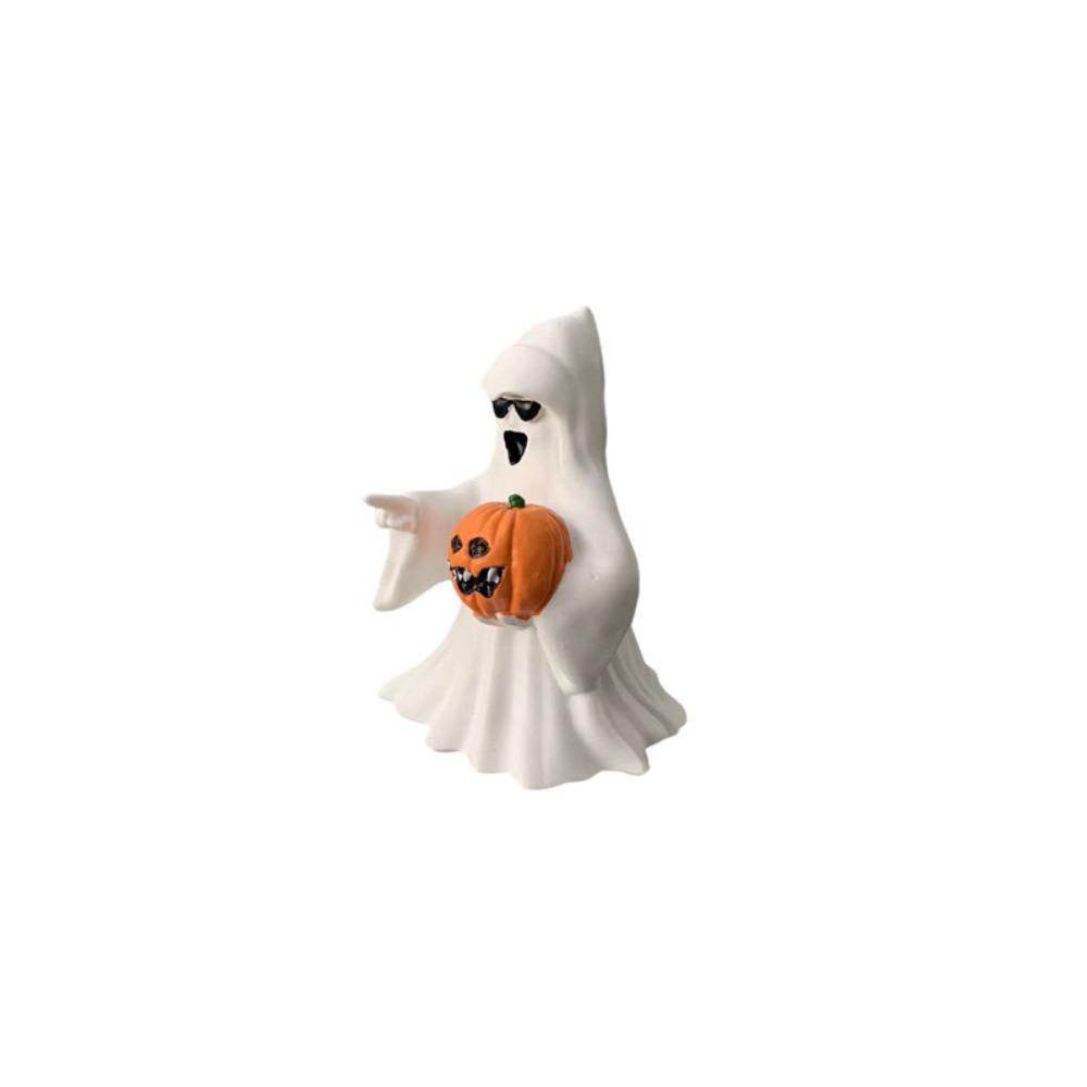 Resin Halloween Middle Finger Ghost Pumpkin Sunglasses Middle Finger Ghost Ornament Cartoon Small