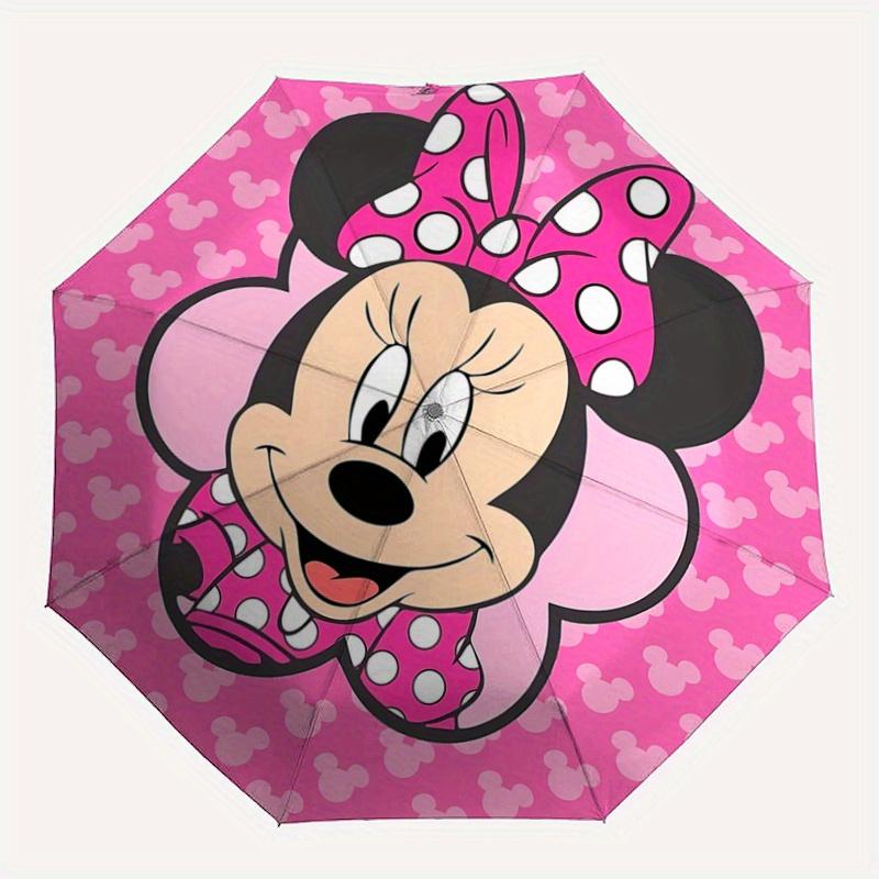 1pc Minnie Mouse Polka Dot Auto Open Close Umbrella, Portable 3-Fold Design with 8-Bone Iron Frame, Outdoor Umbrella, Ideal Gift for Fans, T
