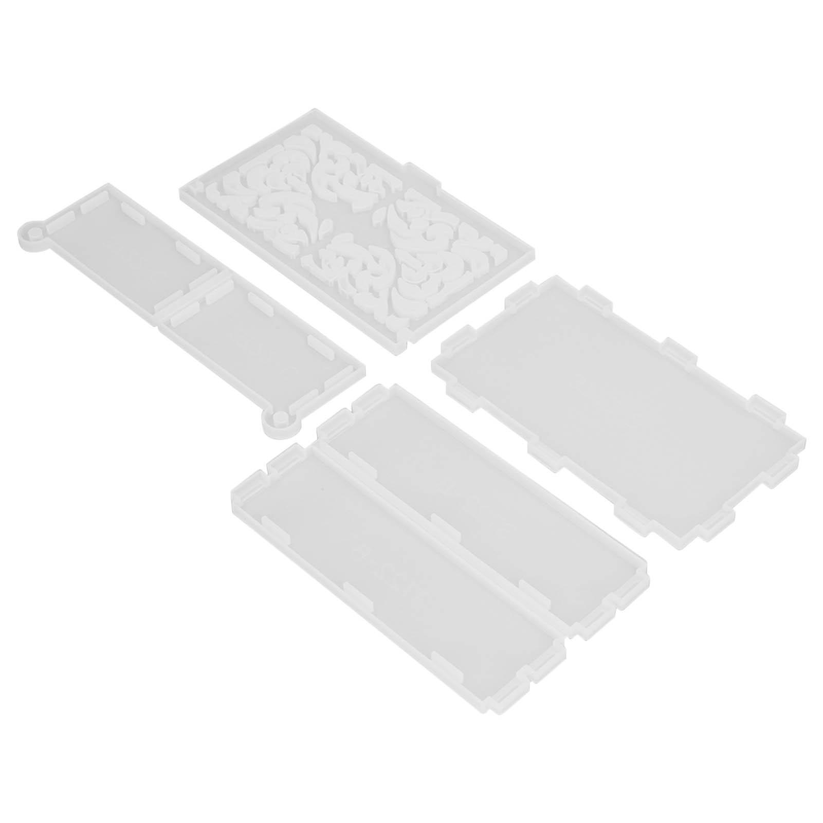

4pcs Storage Box Resin Mold DIY Production Patterned Hollow Flip Lid Organizer Reusable Silicone