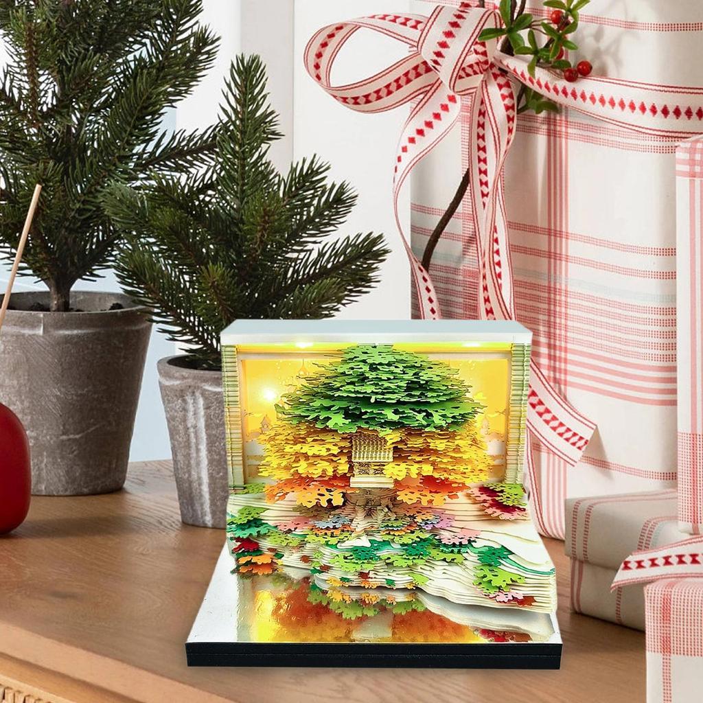 2026 3D Art Calendar Memo Pad 3D Tree Shaped Notebook Desk Calendar Tear Away Notepad Paper Sculpture Time Piece Calendar