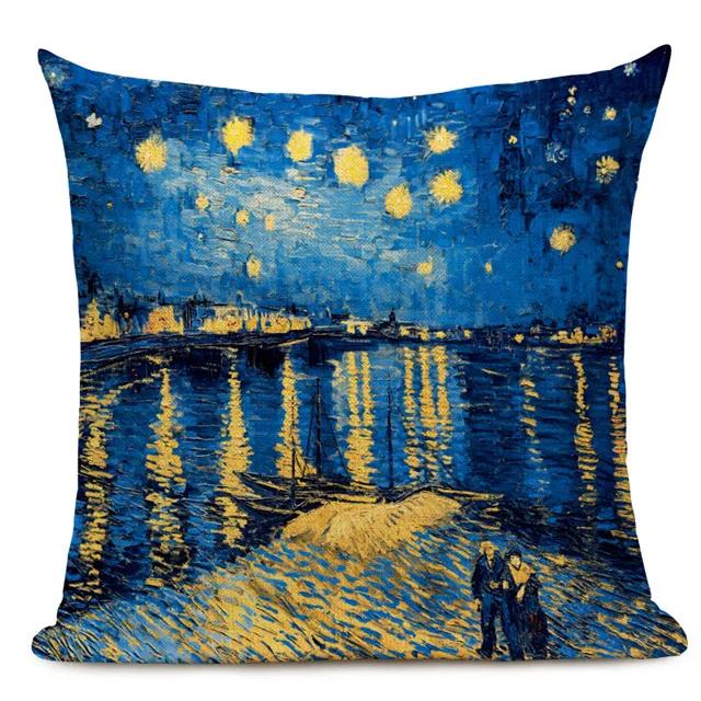 Van Gogh Oil Painting Art Decorative Cushion Cover Throw Pillow Case for Sofa, Car , and Office Decor 45x45CM Pillow Cover