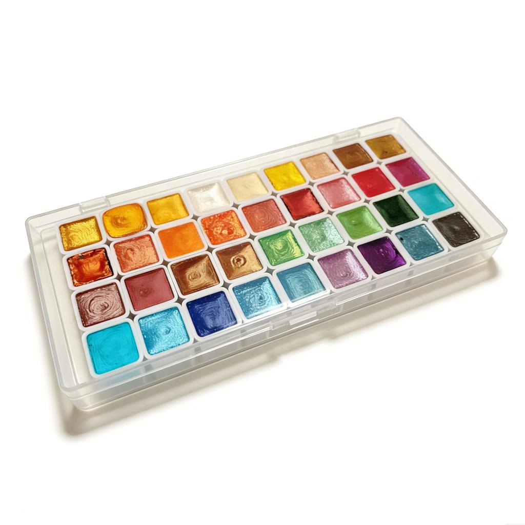 180/60 color metallic watercolor paint set, portable and lightweight, high solid pigment, starry sky tones, suitable for artists