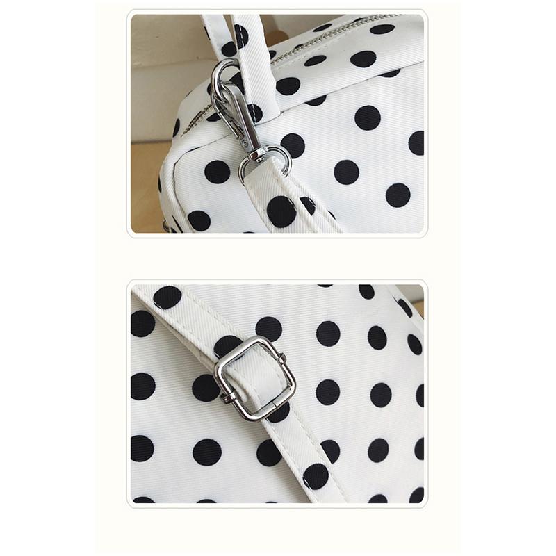 Korean Polka Dot Canvas Tote Bag Women Versatile Casual Shoulder Crossbody Bag Simple Fashion Handbag For Daily Commute Outings