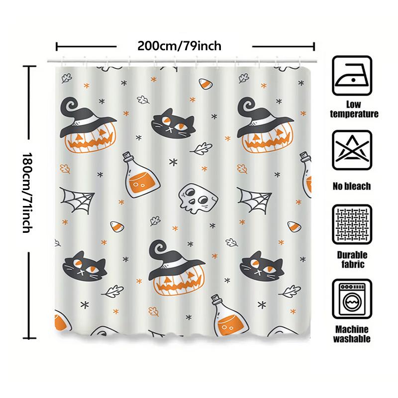 1Pchalloween Bat Pumpkin Curtain Decorative Shower Curtain For Kids Baby Room Halloween Party Decor