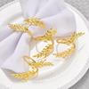 Luxury Golden Leaf Napkin Ring Metal Plated Eco-Friendly Table Wedding Clasp Kitchen Accessories