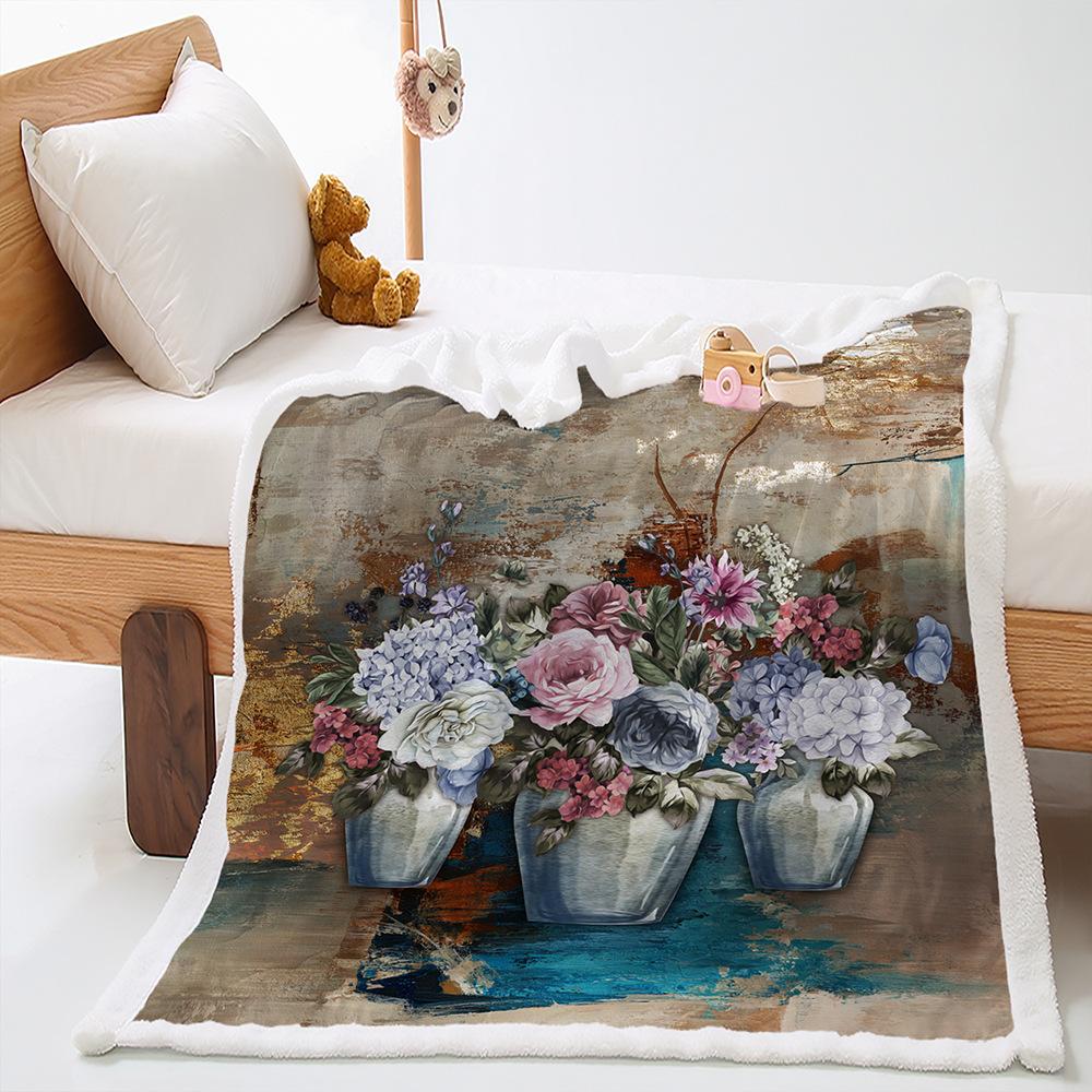 Blanket Flower European Vintage Blanket Lamb Fleece Crystal Fleece Blanket Blanket Universal In All Seasons