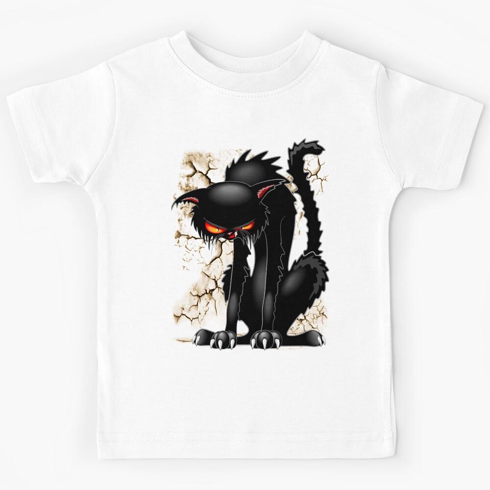 Black Cat Evil Angry Funny Character Kids T-Shirt 100