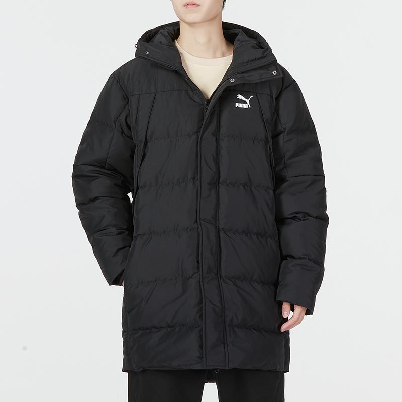 Puma Solid Color Logo Print Hooded Windproof Warm Puffer Jacket Men Outerwear Black 535582-01