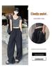 Women's American Spicy Girl Cargo Drawstring Wide Leg Casual Pants - Spring Loose Straight Leg Floor-Length Trousers