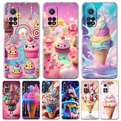 Transparente Handyhülle für Xiaomi Mi 14 13 12 11 Ultra 13T 12T 11T Poco X3 NFC F3 F6 Pro Lite Weiche TPU-Schale Eiscreme-Muster