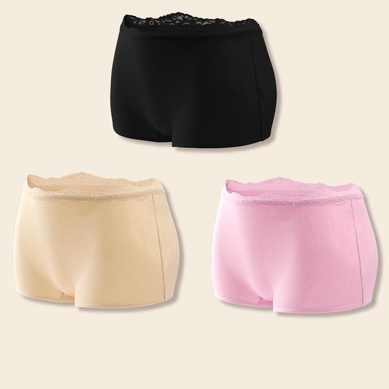 3Pcs Women's Cotton Boxers Panties Seamless Lace Satin Underwear Female Briefs Cozy Lingerie Sports Intimate Underpants S-XXL