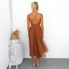 Damen Mesh Swing Cocktailkleid Ärmellos Spaghetti-Träger A-Linie Tüllkleid Formelles Hochzeitsgastkleid