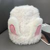 Fluffy Rabbit Ear Beanies Solid Color Winter Outdoor Warm Cap Lightweight Knitted Plush Hat  Women