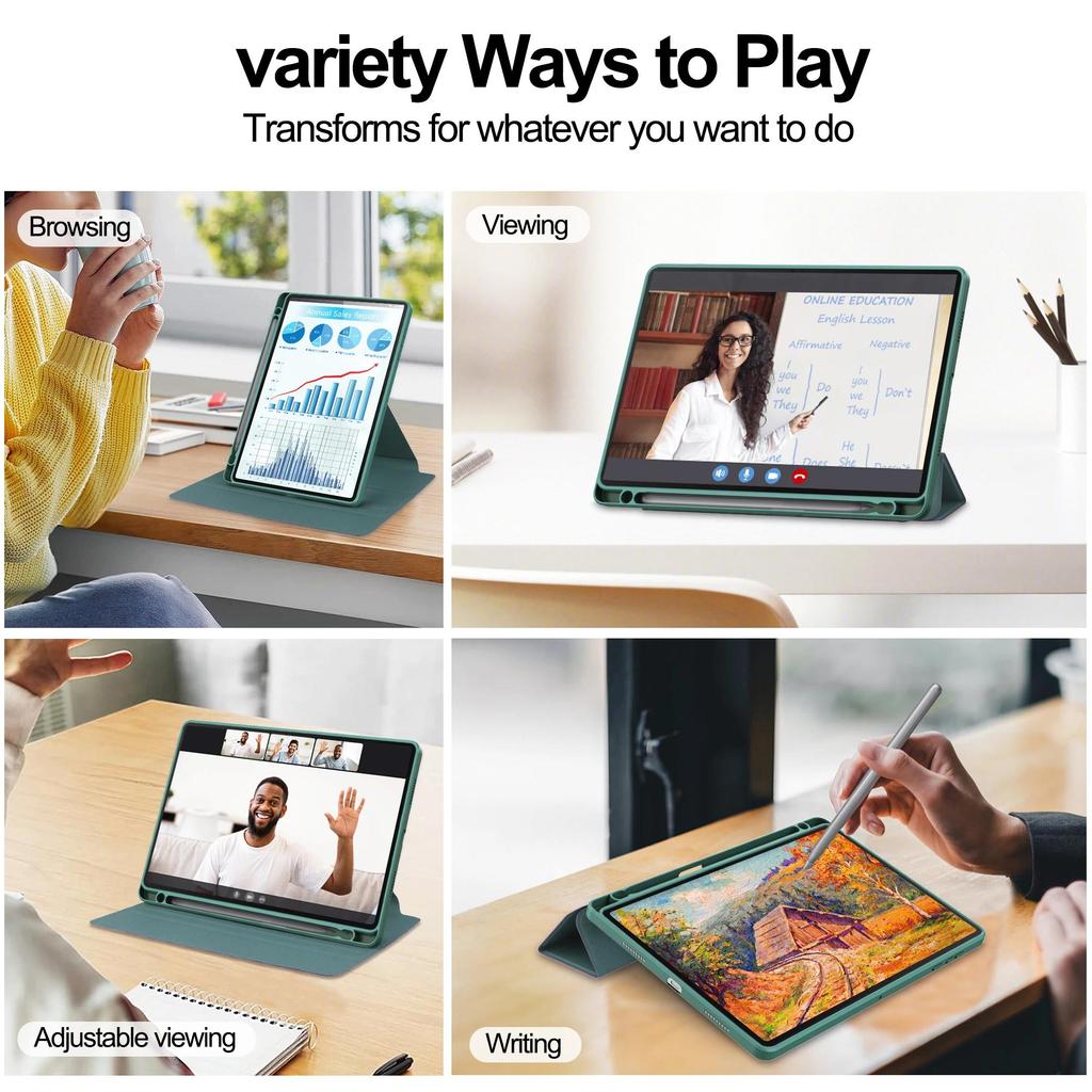 Capa para Honor Pad X8a 11" com três dobras, couro sintético, acrílico, capa traseira com suporte para Honor Pad X8a X 8a e porta-lápis