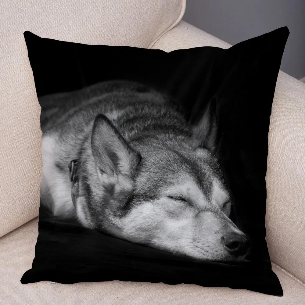 pc Realistic Siberian Husky Print Pillowcase Set Polyester NonEmbroidery Cushion Covers for Sofa Bed Dog Lover Home Decor