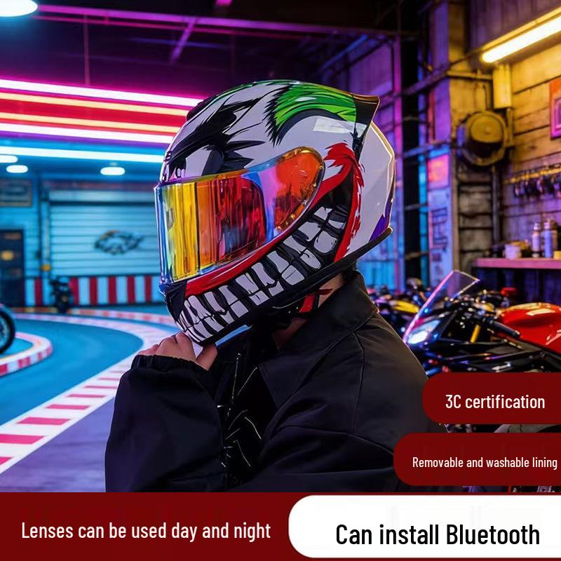 New Retro Full Face Motorcycle Helmet with Universal Day/Night Lens