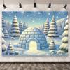 Frozen Themed Birthday Party Backdrop with Arctic Igloo and Snowflakes
