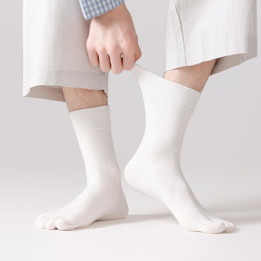 Spring And Summer Five-Finger Socks Men'S Thin Breathable And Deodorant Medium Tube Socks Sports Five-Toed Stockings Sub-Finger Men'S Socks