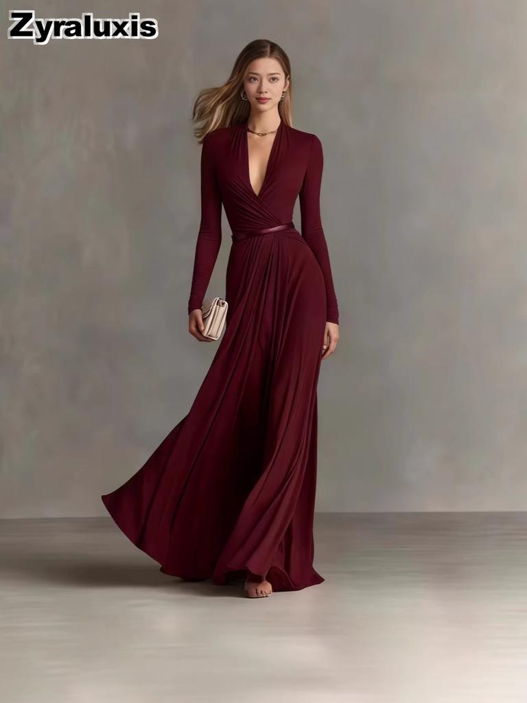 Women's Elegant Dress with Texture Long Sleeve, Small Fragrance Style, Waistline