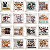 Retro Cartoon Animal Text Linen Print Pillowcase Home Sofa Cushion Pillowcase