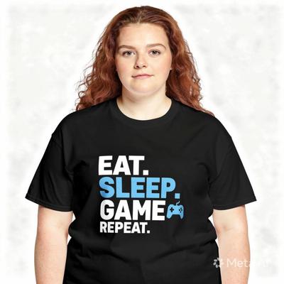 Eat Sleep Game Repeat T-Shirt, Gamer Graphic Tee, Video Game Controller Shirt, Video Game Gift for Him, Funny Gaming Shirt, Gamer Gift Shirt