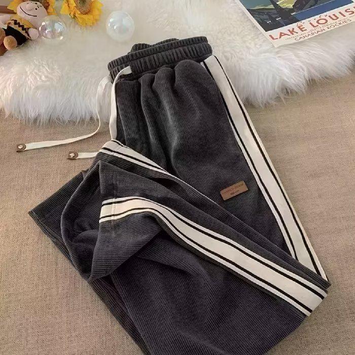 Men's Loose-Fit Corduroy Wide-Leg Pants for Spring & Autumn
