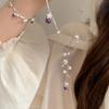 Exquis cristal violet muguet pompon brossé chaîne en Y colliers longs accessoire perle onirique cadeaux