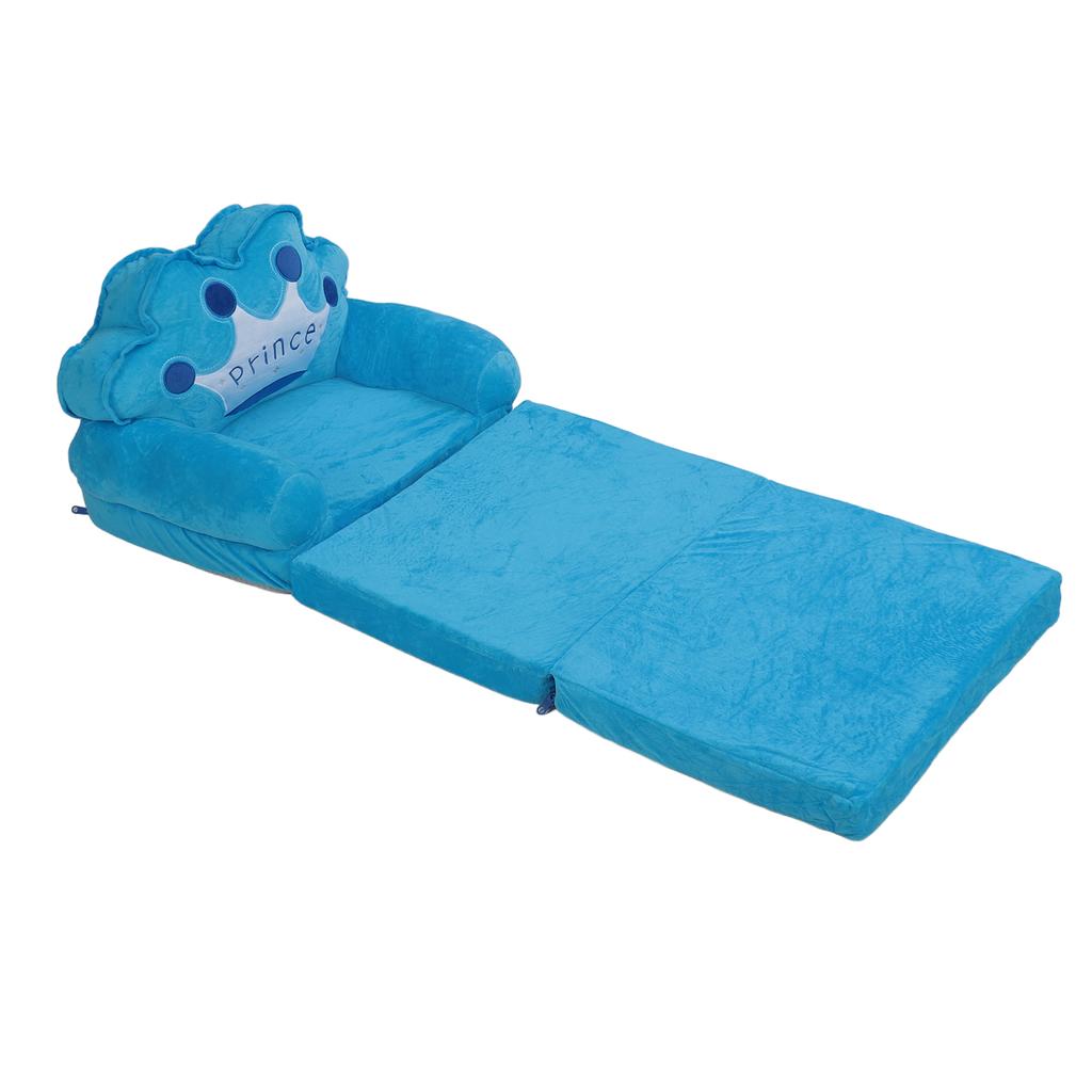 Foldable Cartoon Chair Lovely Crown Multi Functional Folding Kindergarten Reading Sofa Blue 3