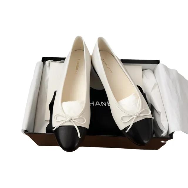 New Women's Flat Shoes Fashionable French Elegant Bow Single Shoes Round Head Shallow Mouth Soft Bottom Flat Shoes2025