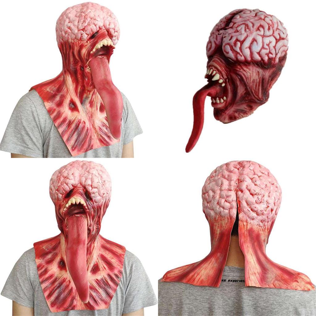 Bw Gy-a019 Long Tongue Monster Latex Bald Tyrant Headgear Halloween Horror Mask