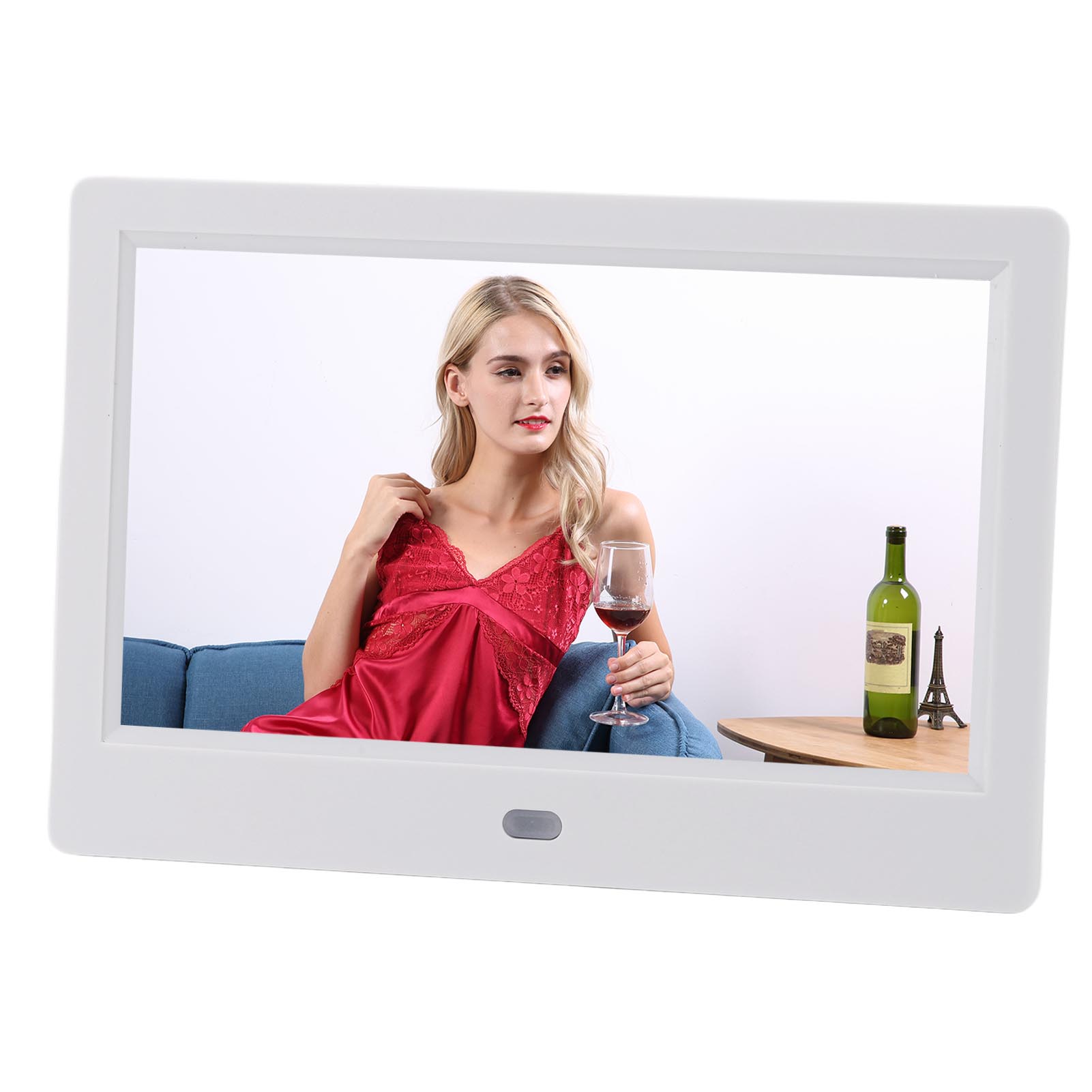 

7-дюймовая цифровая фоторамка с экраном 1920x1080, электронная настенная фоторамка с видео и музыкой EU Plug белый