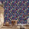 Ladybugs Wallpaper Navy Blue for Living Room and Bedroom 50x1000