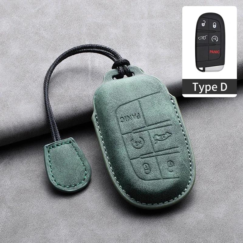 Leather Car Key Case Cover Keychain For Jeep Wrangler Commander Compass Patriot Renegade Cherokee Grand Cherokee Keyring