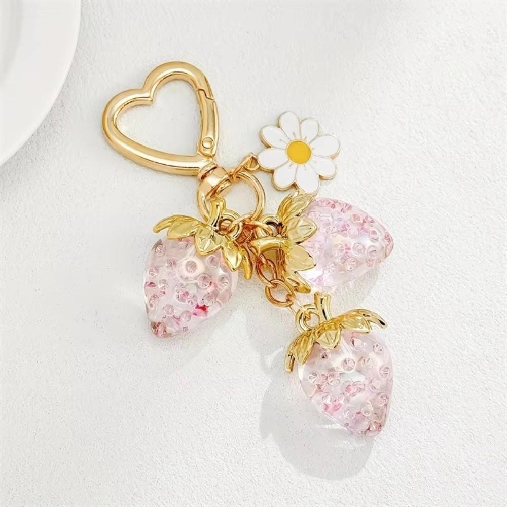 Lightweight Strawberry Bag Pendant Flower Daisy Key Chain Cute Keychain  Women