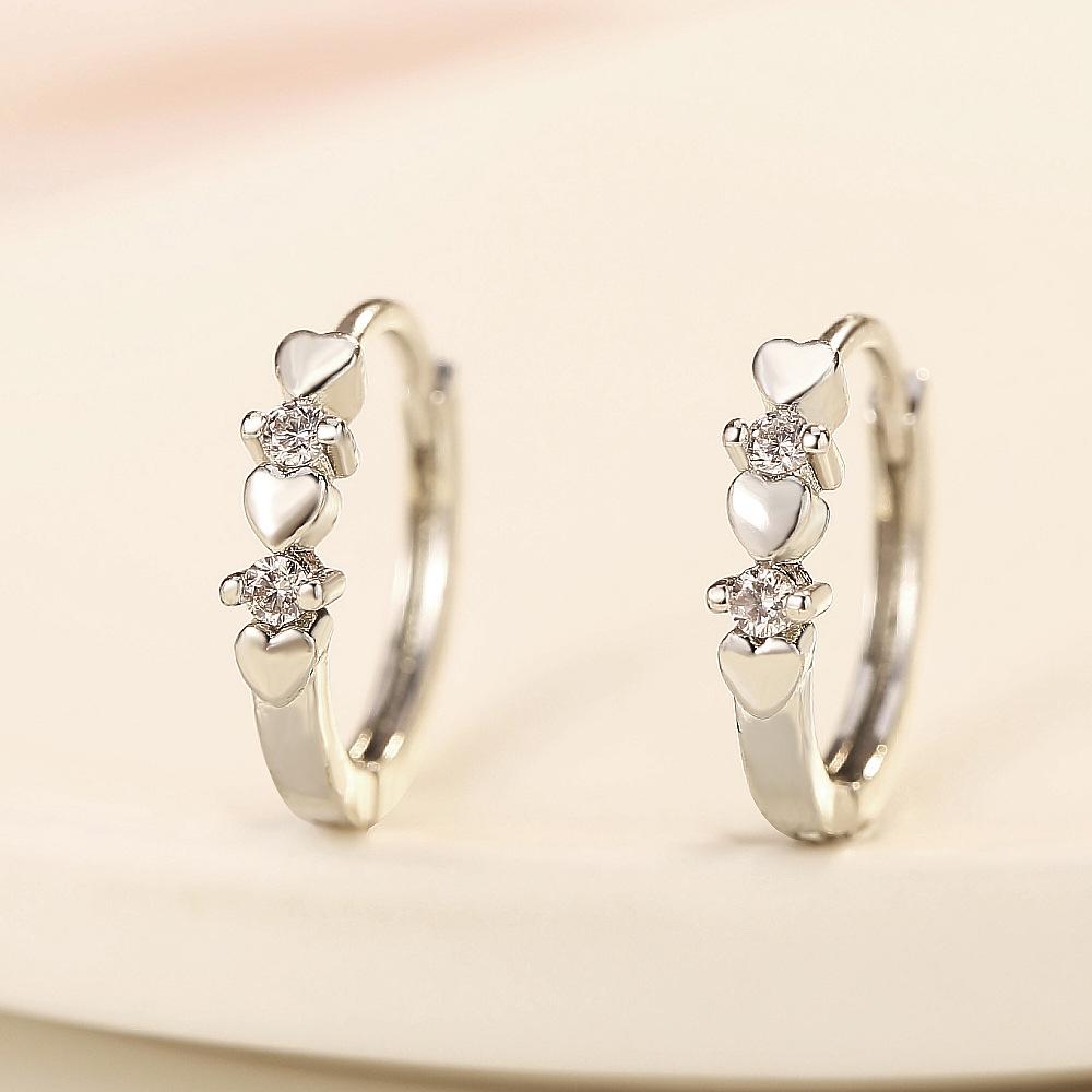 Silbernadel Kleiner Kreis Ohrring Für Mädchen Frauen Edelstahl Cz Herz Ohrhänger Hypoallergen Piercing Ohrstecker