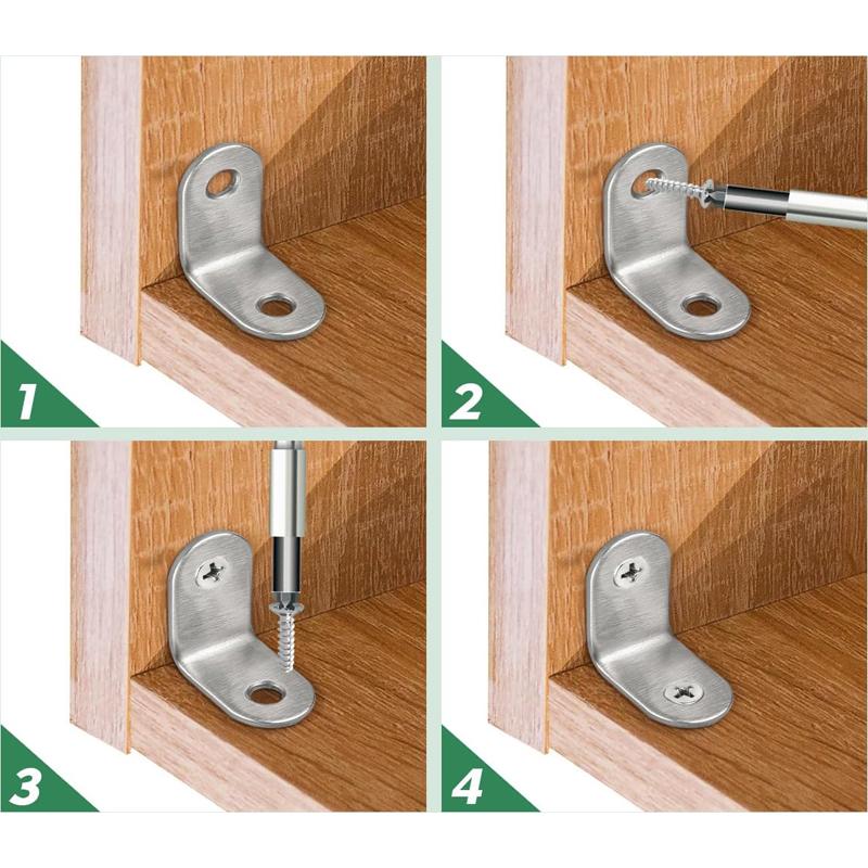 10/20Pcs Stainless Steel Angle Brackets Set 20 × 20mm Right Corner 90 Degree L Shaped Bracket with Screws for Furniture Table