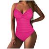 One Piece Swimsuit for Women with Padded Chest Support Wireless Design Solid Color Adjustable Straps Slim Fit Swimwear Beachwear