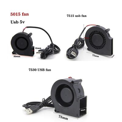 DC 5cm 5V USB 5015 7515 7530 Blower Turbo Cooling Fan Brushless for 3D Printer Cooler Cooler Power Inverter Air Pump PC CPU