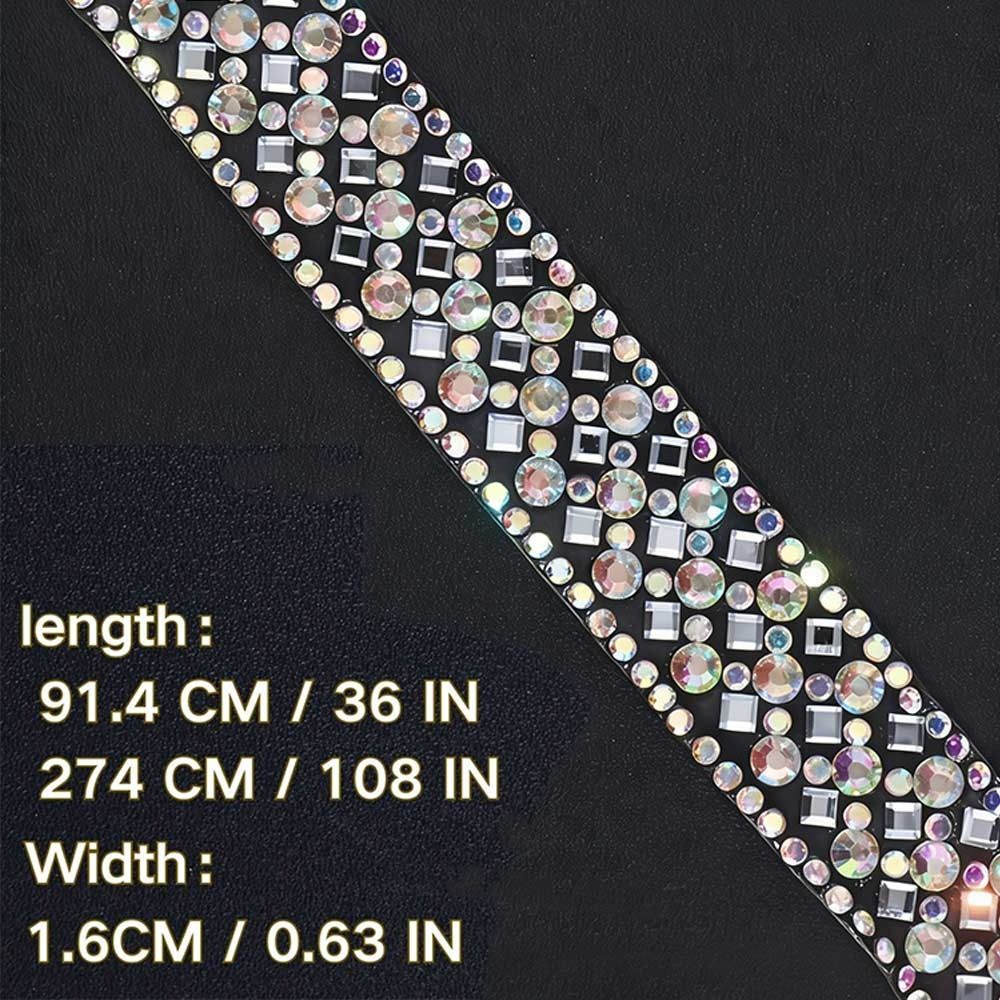 1Yard Glass AB Color Self Adhesive Rhinestone Chain Decorations Trim Garment Accessories Resin Zirconia Chains Hot Fix