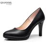 8cm Small Size 32-43 Fashion Elegant Black Leather Shoes Women Pumps 2025 Fall High Heels Shoes Platform for Office Dress Court