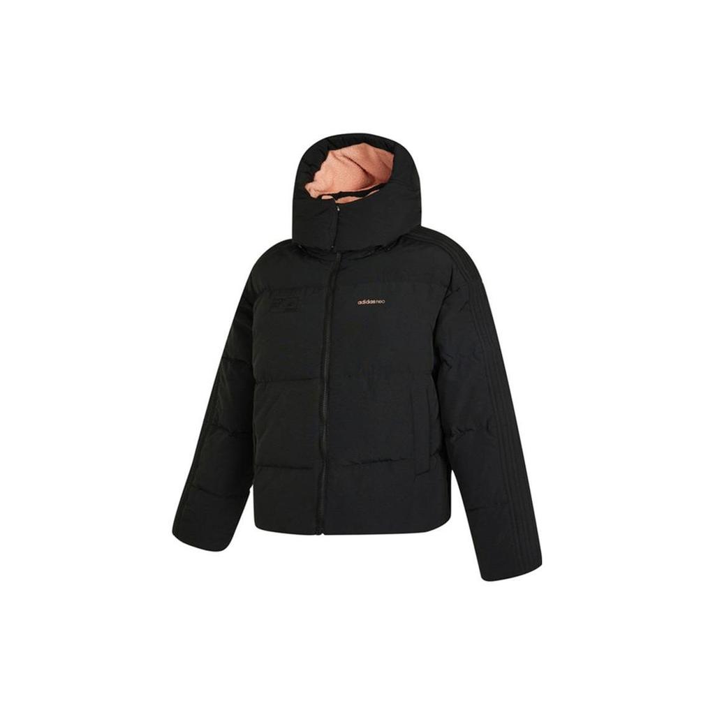 Adidas Neo Octjkt Down Solid Color Embroidered Logo Zipper Hooded Down Jacket Women Jacket Black H18637