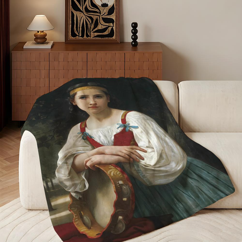 Artist W-William A-Adolphe B-Bouguereau Throw Flannel Throw Blanket, Lightweight Cozy, Durable Washable cute Cool