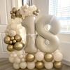 40 Inch Cream White 1 Balloon Numbers, Large Number 1 Balloon Foil Helium Number Balloons, Big 1st Foil Birthday Balloons for Boys Girls 1st Birthday