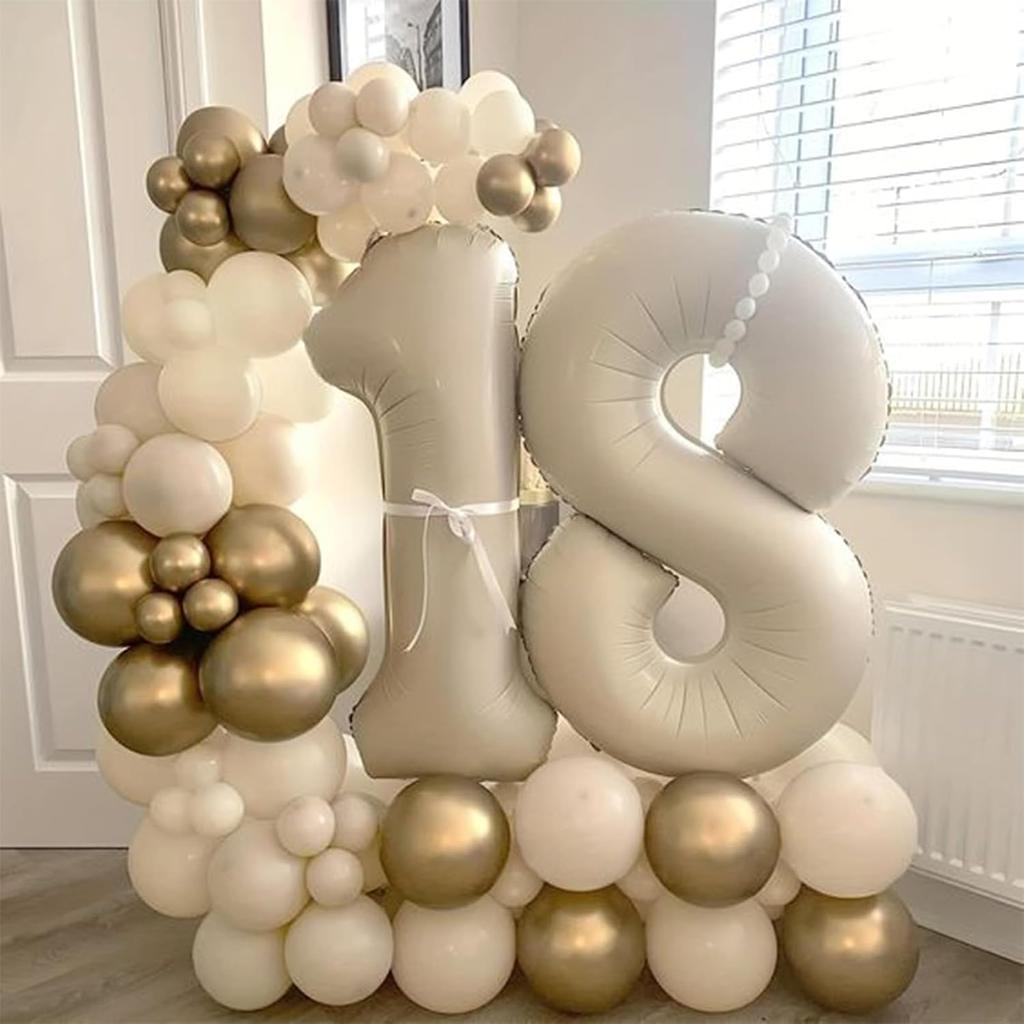40 Inch Cream White 1 Balloon Numbers, Large Number 1 Balloon Foil Helium Number Balloons, Big 1st Foil Birthday Balloons for Boys Girls 1st Birthday