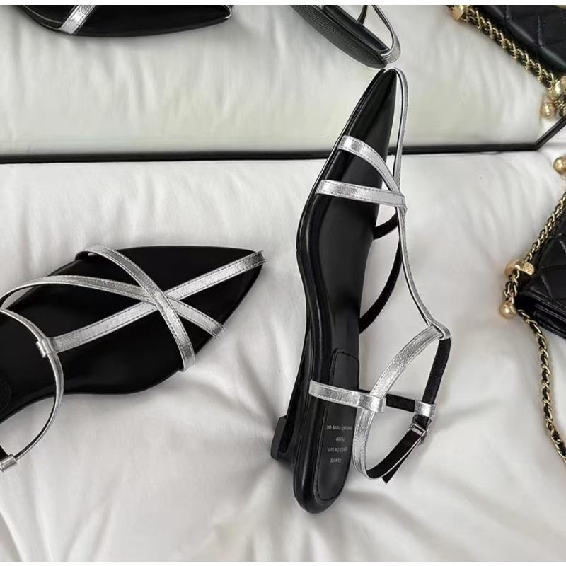 Fashion Fashionable and Stylish Slope-heeled High-heeled Sandals, 2025 New Summer Pointed-toe Cutout One-strap Roman Shoes